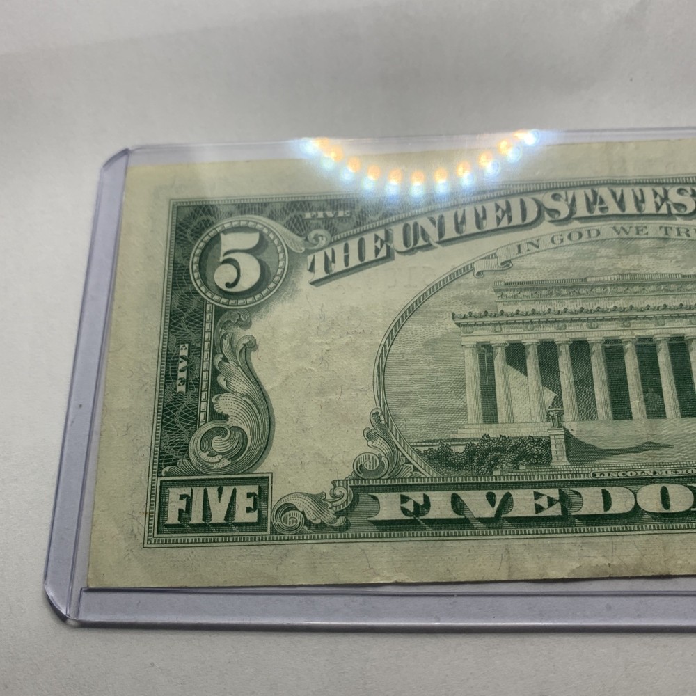 1963 $5 dollar red seal note A61845685a