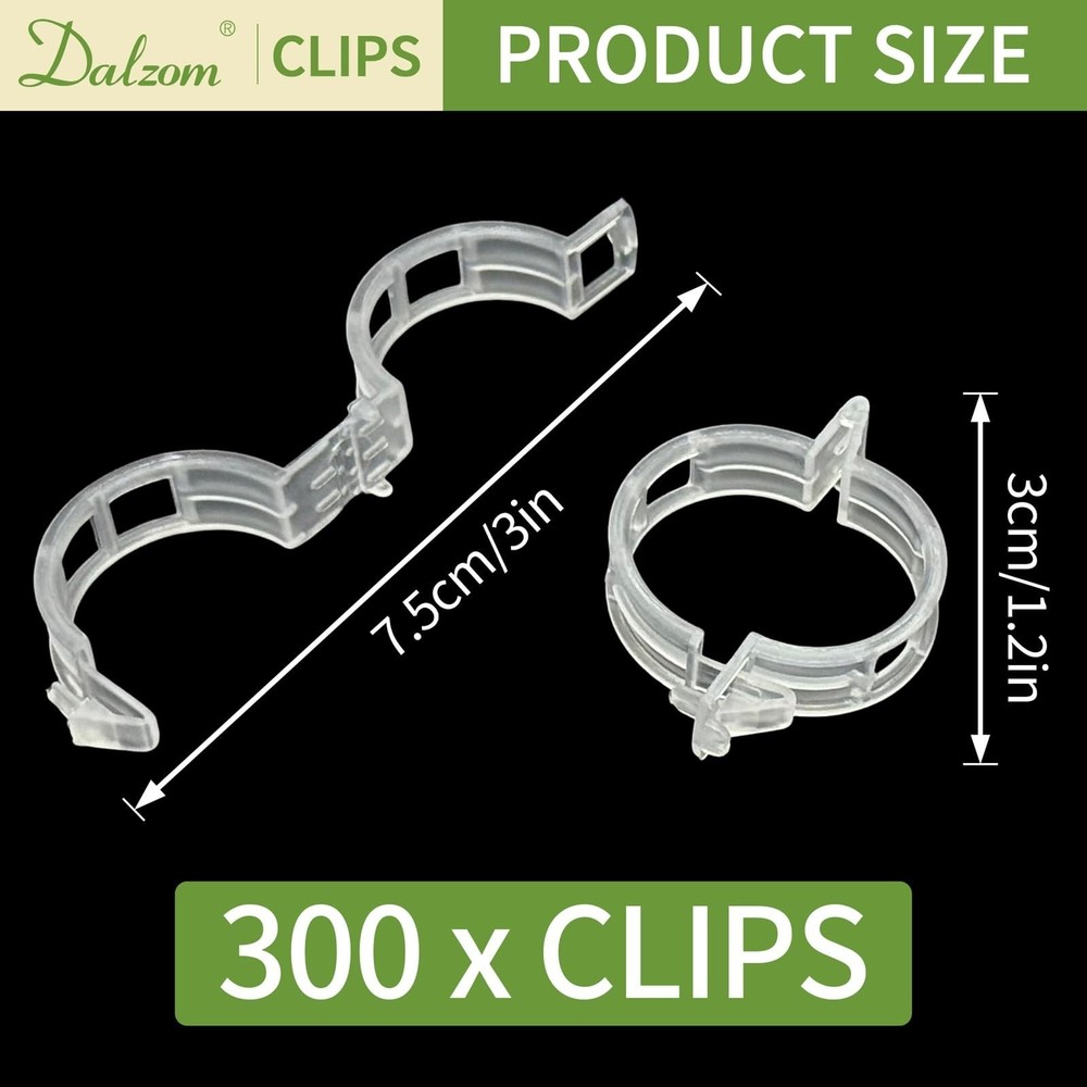 Dalzom® 300Pcs Tomato Clips, Plastic Trellis Clips Plant Support Clips, Pla