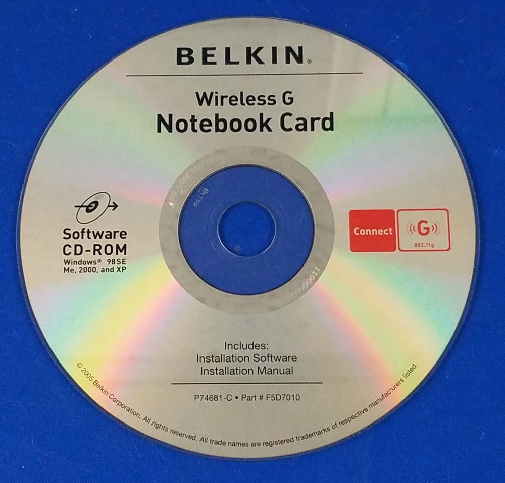 ⭐️⭐️⭐️⭐️⭐️ Belkin Wireless G Notebook Card CD Software