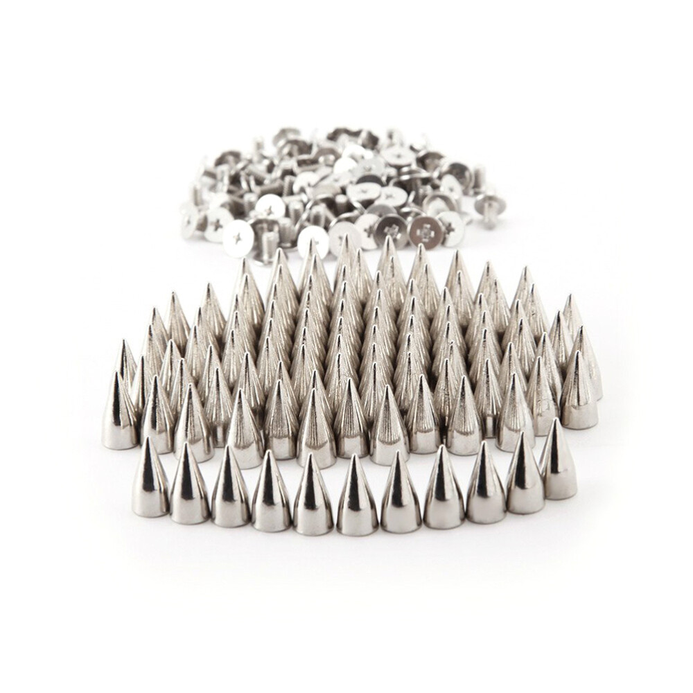 100pcs 7*9mm Metal Cone Spikes Screwback Studs DIY