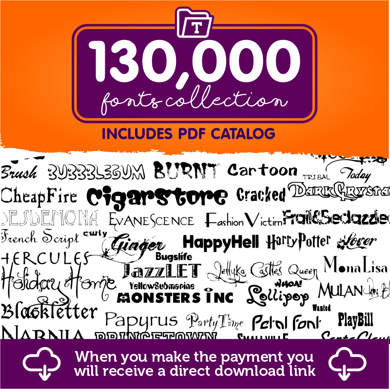130,000 FONTS COLLECTION (Includes PDF catalog)