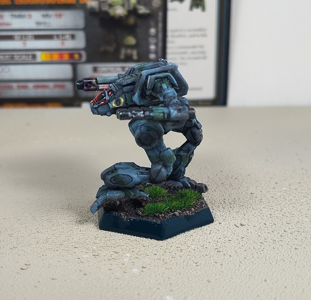 Battletech Pro-Painted Black Lanner With Pilot And Mech Cards