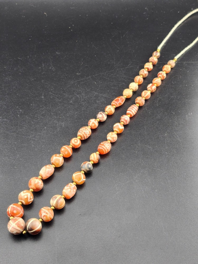 Ancient Etched Carnelian Longevity Beads over 2000 Year Old In great Condition