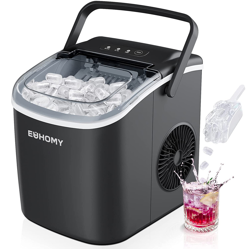 Countertop Ice Maker Machine with Handle Portable Ice Maker with Basket & Scoop