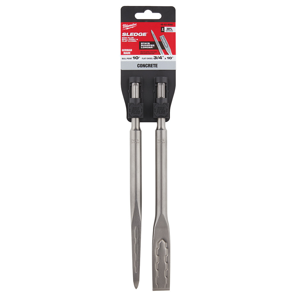 Milwaukee 48-62-6080 SDS-PLUS SLEDGE™ Bull Point & Flat Chisel 2 Pack