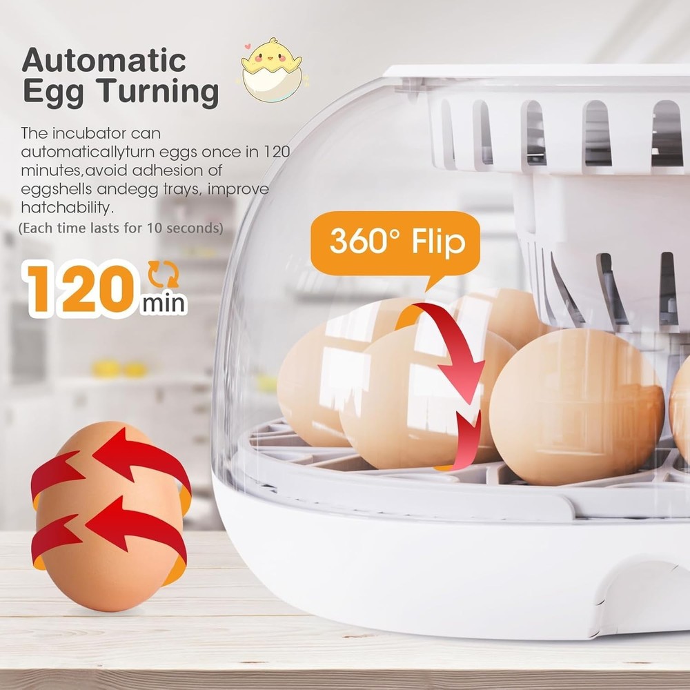 Incubators for Hatching Eggs, 12 Egg Incubator with Automatic Turning and Tem...