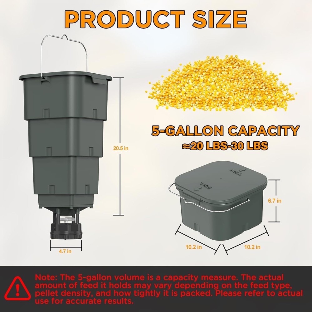5 Gallon Hanging Deer Feeder, Automatic Game Feeder with Programmable Digital Ti