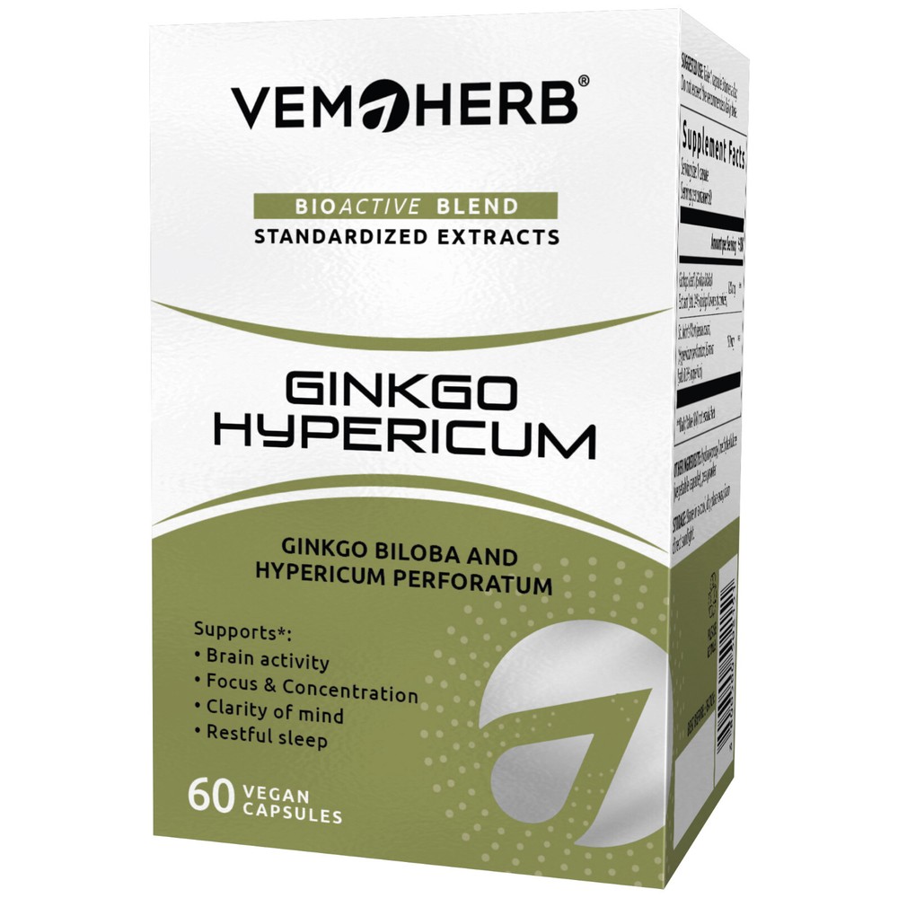 VEMOHERB GINKGO HYPERICUM  (60 vegan caps)