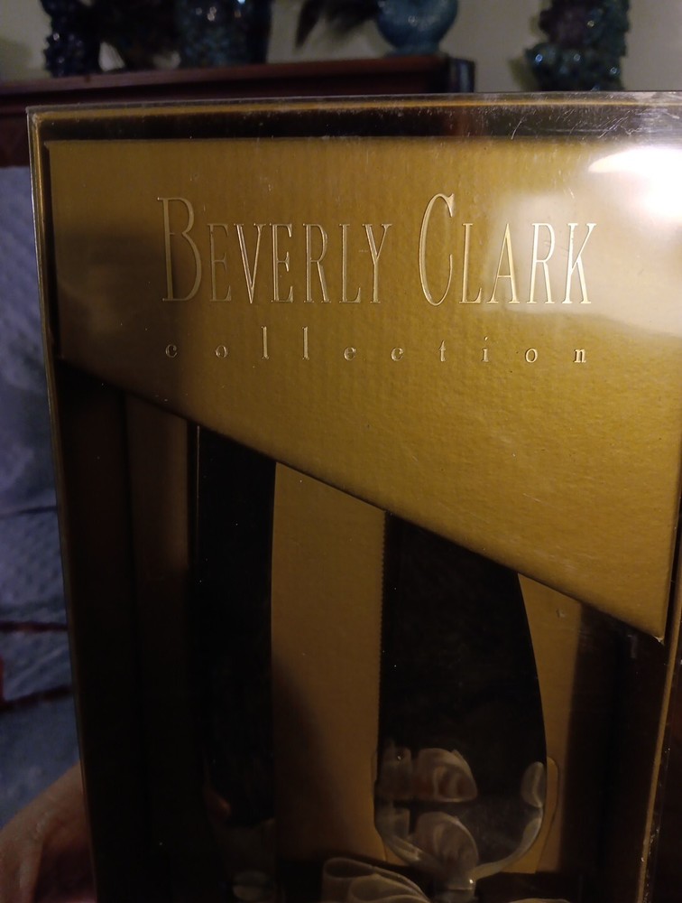 Beverly Clark Wedding Collection 2pc Gold Cake Knife & Server Set NIB