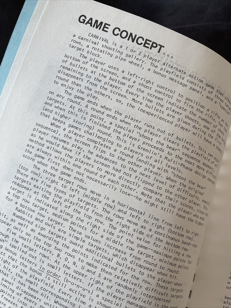 Sega’s Carnival Arcade Owners Manual