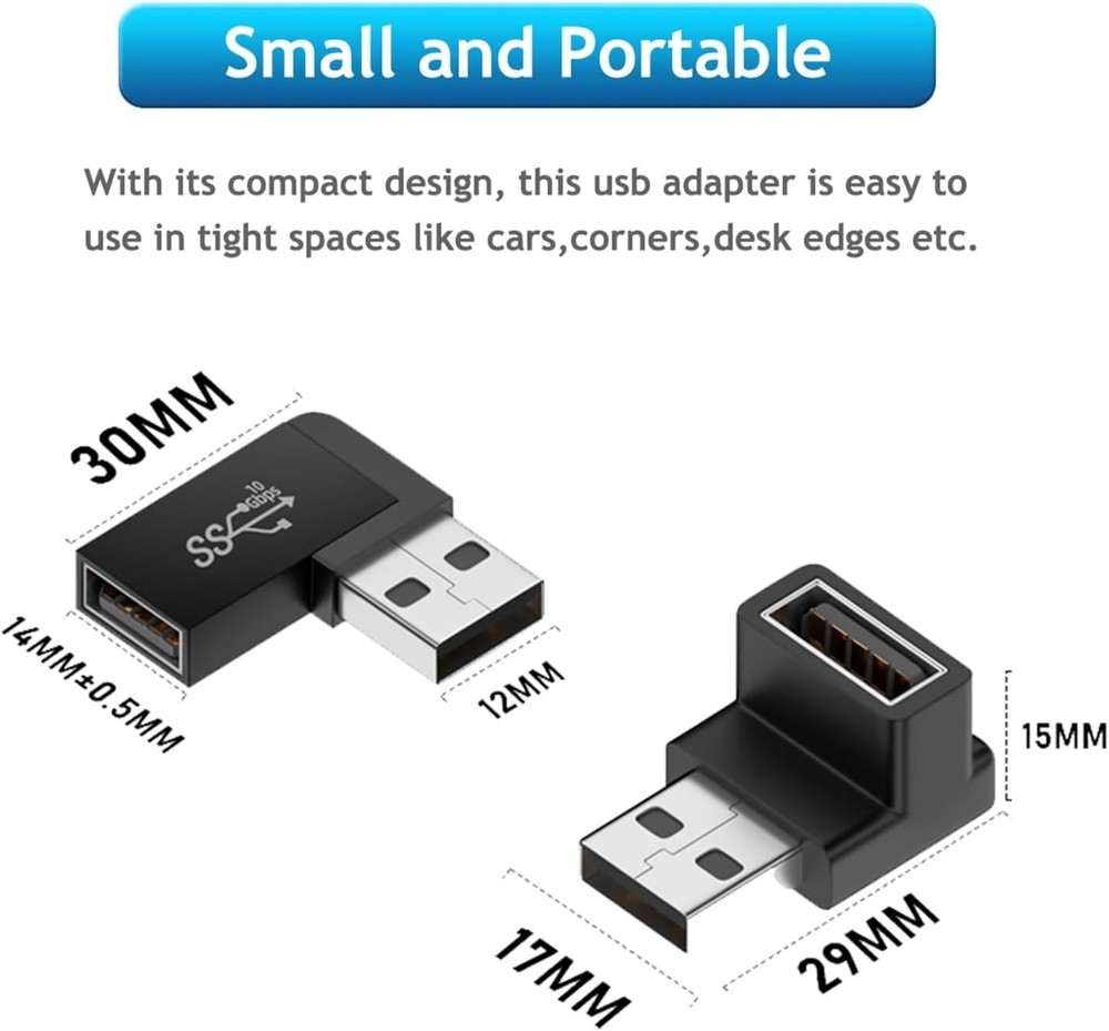 4-Pack USB 3.0 90 Degree Angle Connectors for Fast Charging & Data Transfer