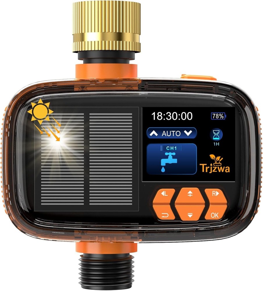 Solar Hose Timer 2000mAh - Smart Watering System w/ Rain Delay & USB-C Charging