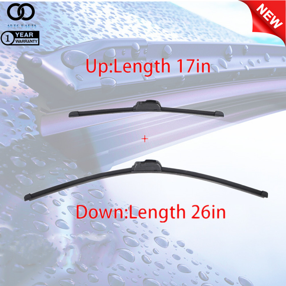 INCH Bracketless Windshield Wiper Blades J-HOOK Style Primered 2 Pack 26" & 17"