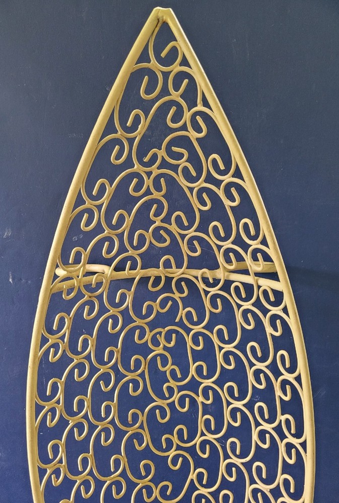 Large Wire Fruit Bowl Bread Basket Canoe Yellow 27"