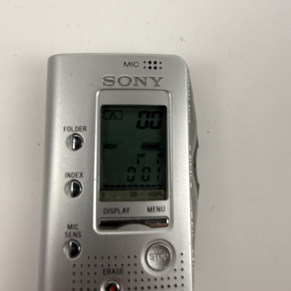 Sony ICD-B7 Handheld Digital Voice IC Recorder Silver Gray Tested Working