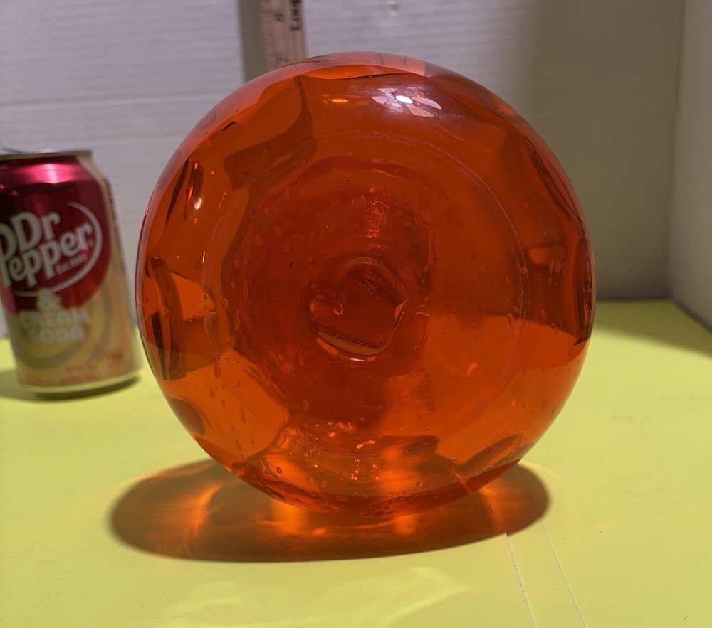 Vintage Blenko/ Rainbow Optic Orange Decanter 12.5” Tall