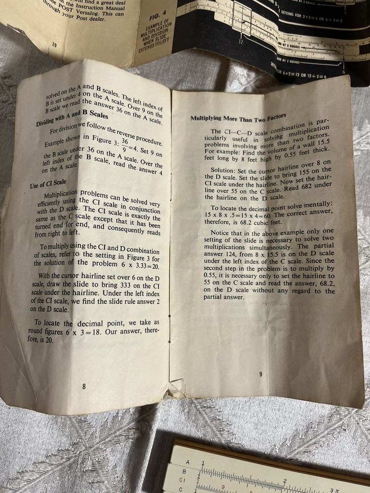 Fredricks Post Co. Hemmi 10” SLIDE RULE 1447 W/case Manual + HS Sequence Manual
