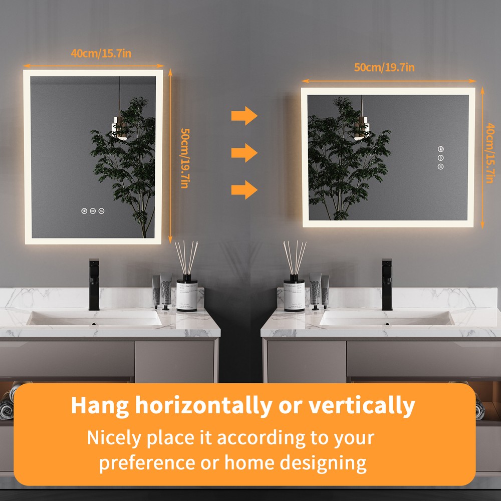 LUVODI 16x20 inch Led Lighted Bathroom Mirror Dimmable Wall Vanity Mirror