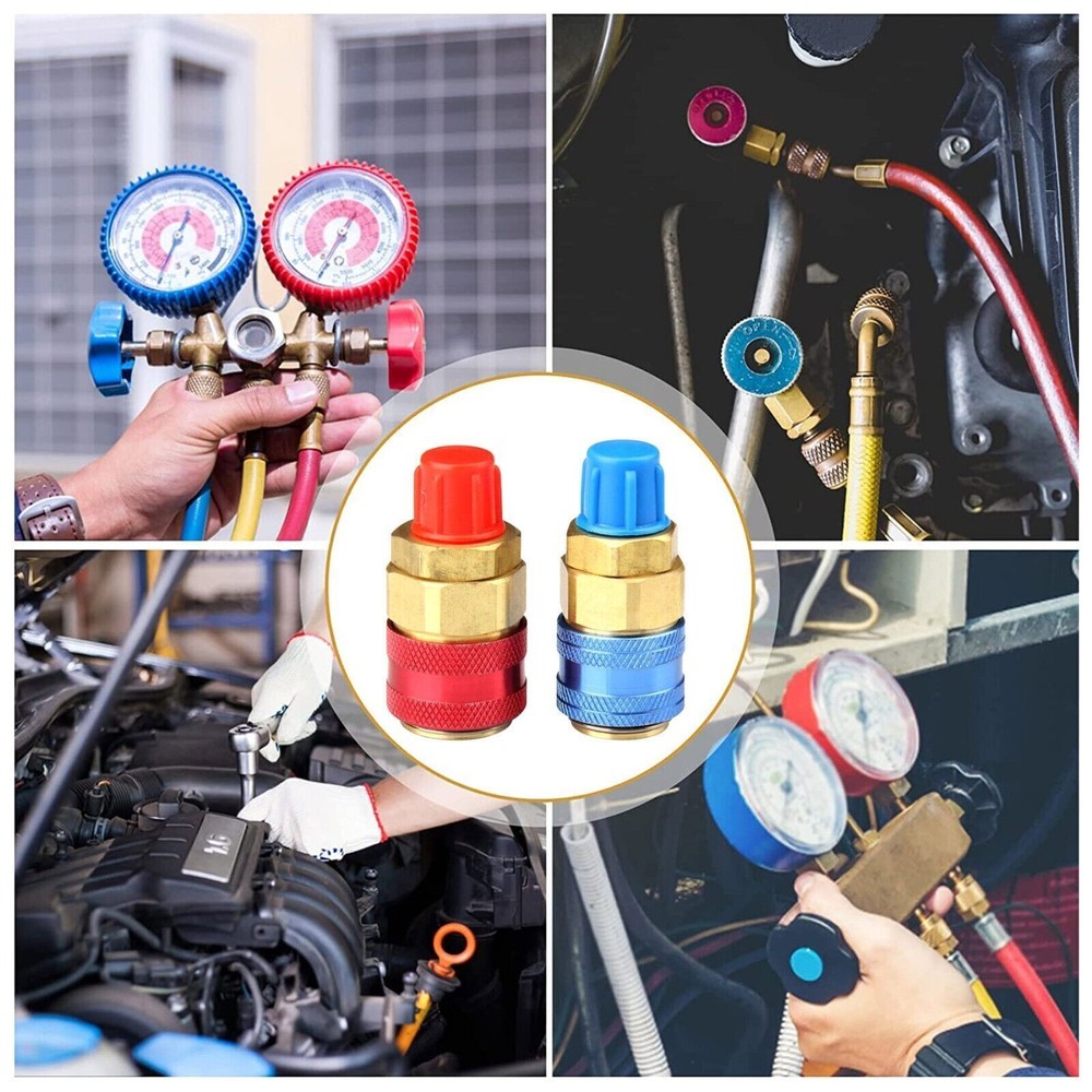 2PCS Quick Connector Adapter Coupler Auto A/C Manifold Gauge Low/High HVAC NEW