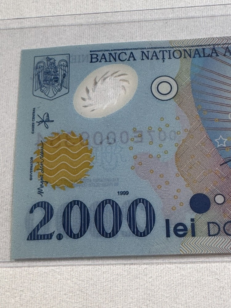 1999 Romania 2000 Lei Total Eclipse Polymer Banknote P# 111a