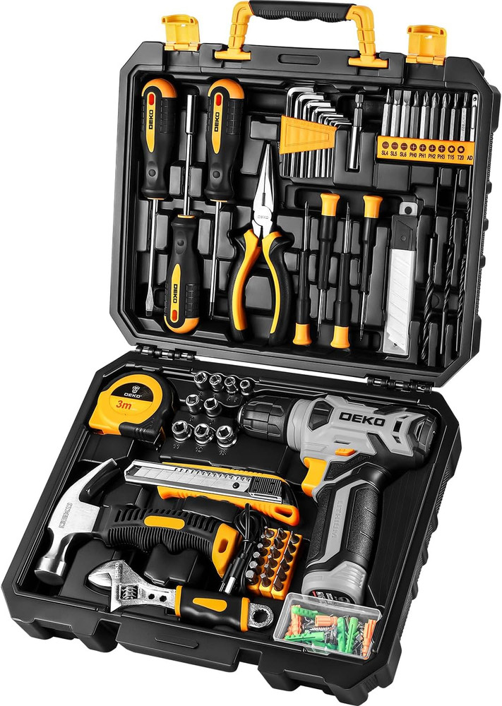 Tool Set：Tool Kit with 8V Cordless Drill,Tool Box with Drill,Hand Drill Set for