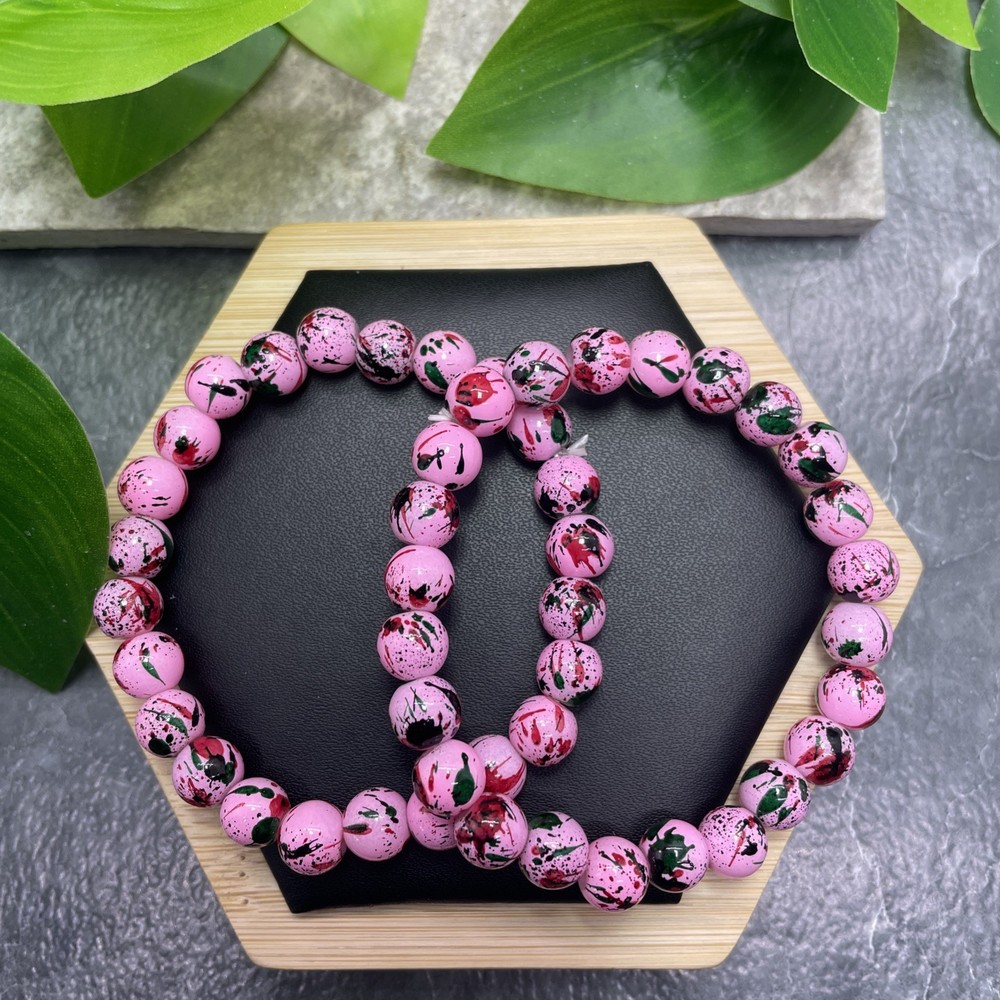 2 PC Handmade Bead Beaded Stackable 6.5” Plus Stretch Bracelet New C1544