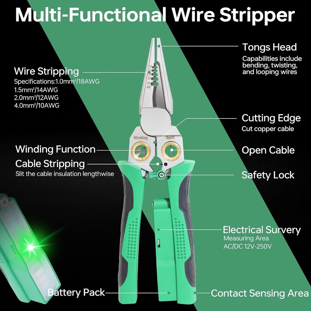 Wire Stripper Pliers Multi-Function El 8 in 1 Wire Stripper with Voltage Tester