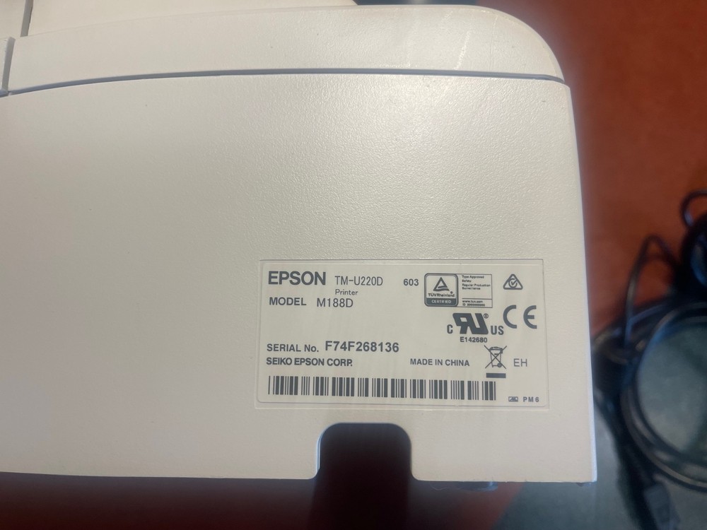 EPSON TM-U220D M188D Dot Matrix POS Receipt Printer Power Supply &USB.