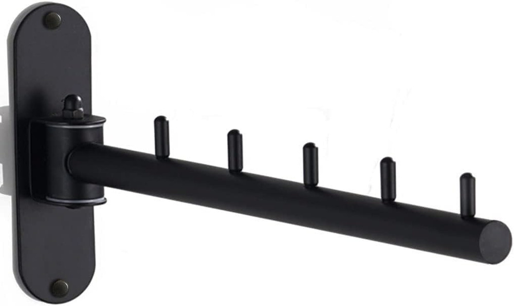 Folding Wall Mounted Clothes Hanger Rack with Swing Arm, Foldable 180°Rotation,
