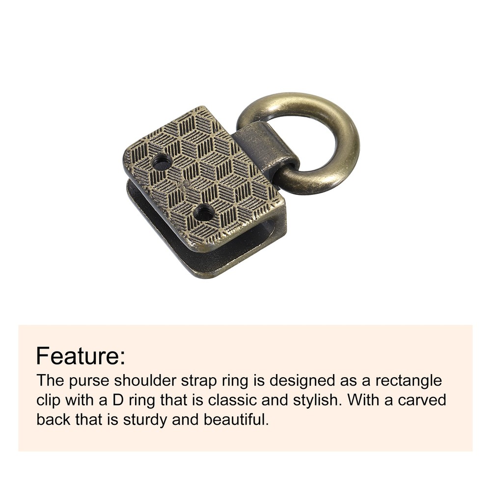 Metal Bag Connector D Ring, 4 Sets Rectangle Bridge Hanger Buckle (Bronze)