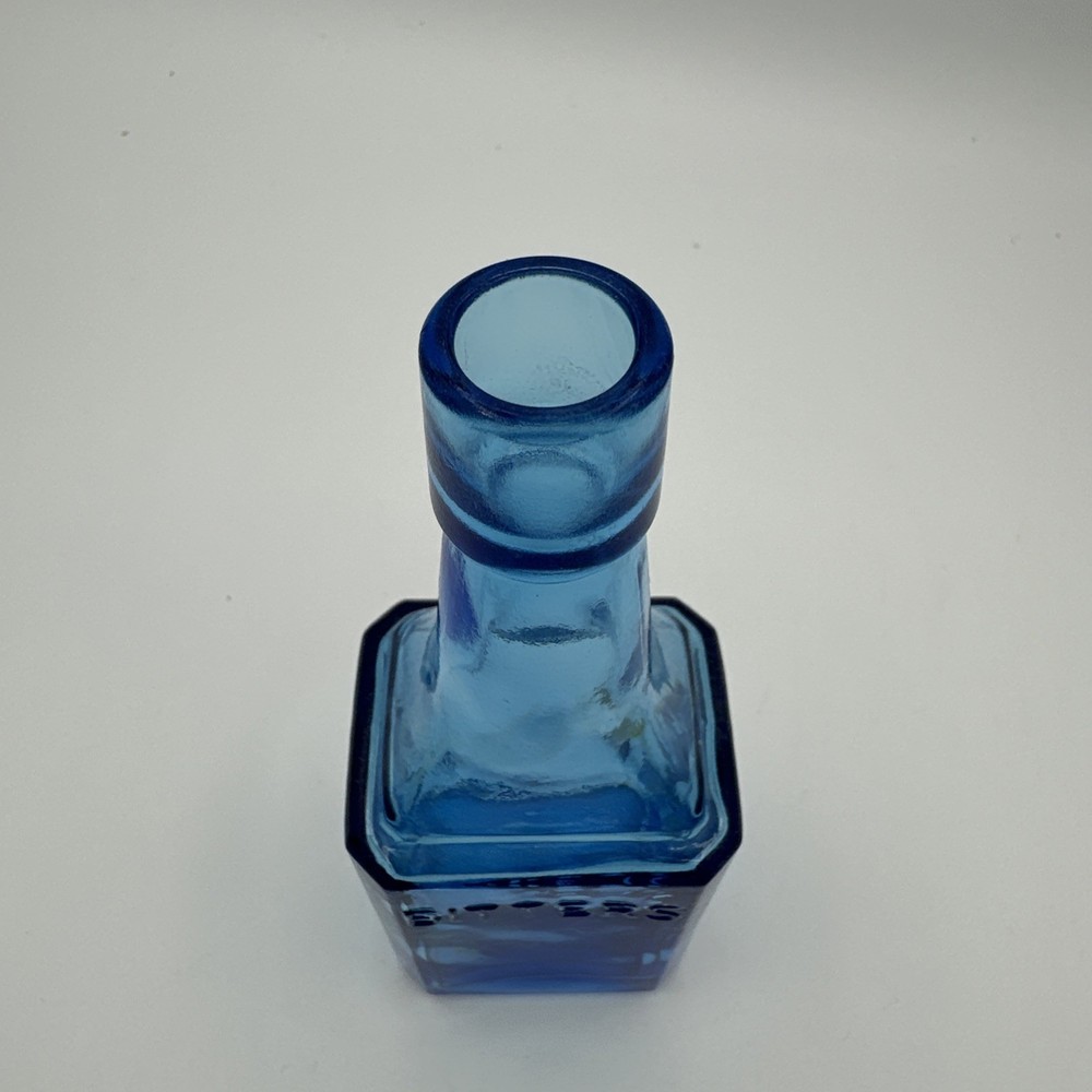 Blue Bitters Bottle Wheaton NJ 6" H 2" Base