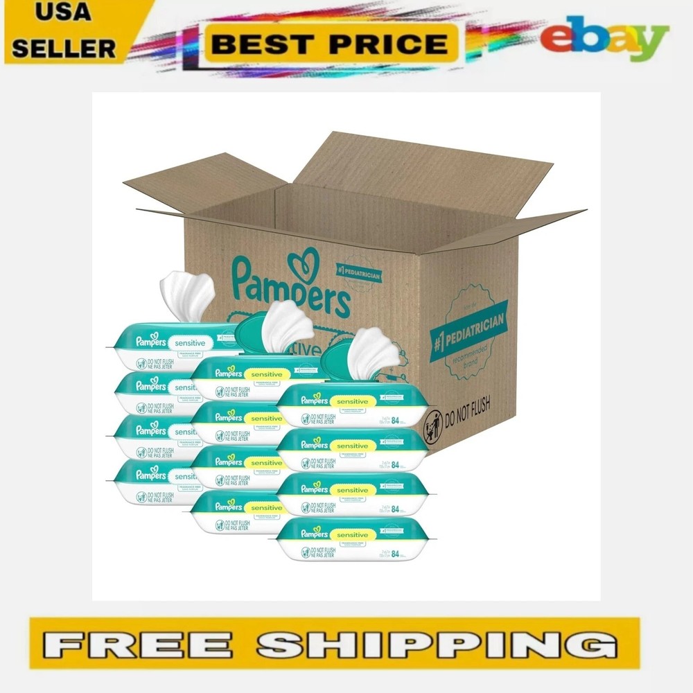 Pampers Sensitive Baby Wipes Combo - 84 Count Bulk 12 Pack