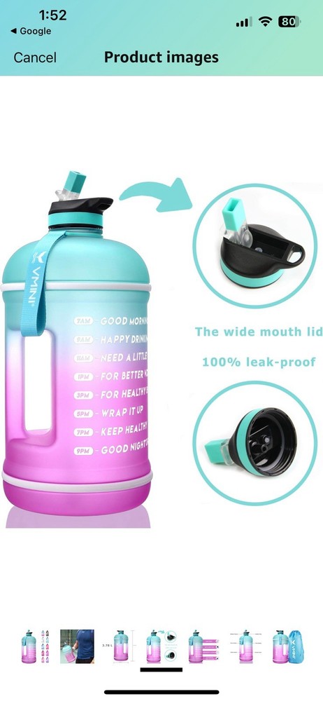 Vmini Reusable Water Jug 1 gallon Blue