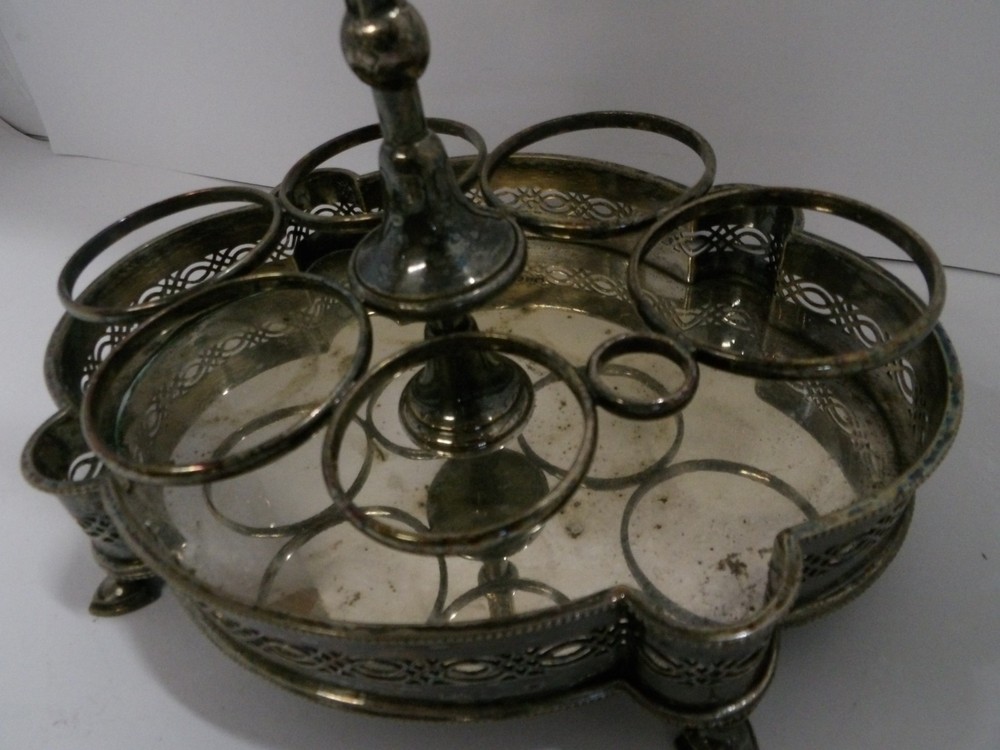 Vintage Silverplate Cruet Holder Stand