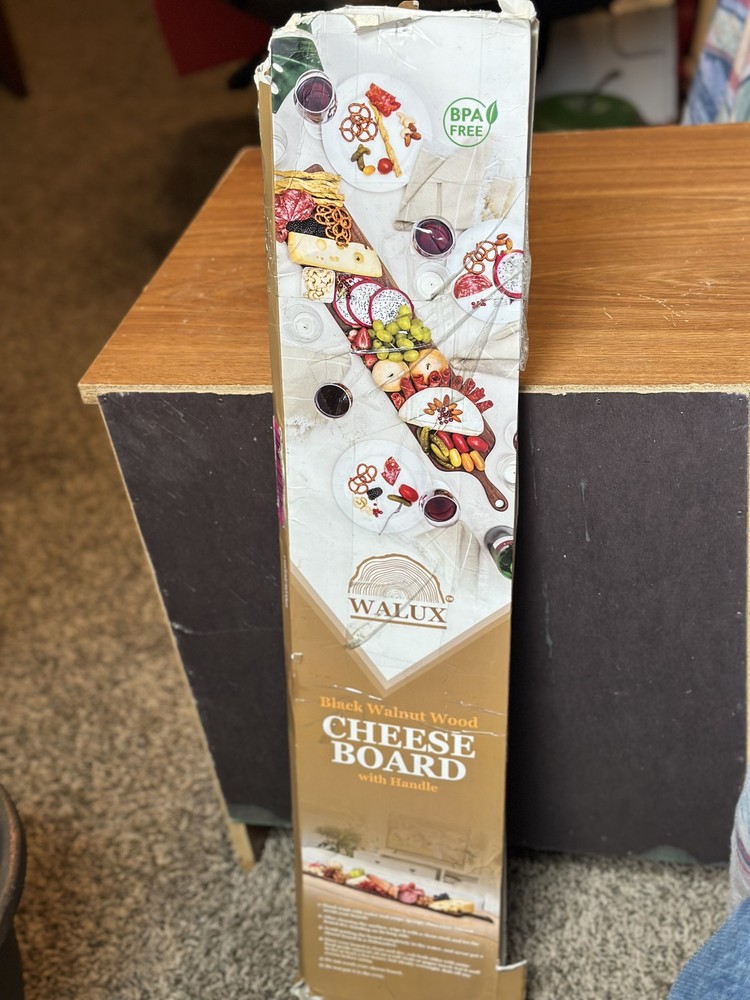 Walux Long Walnut Cheese Board/Charcuterie Board with Broken Handle