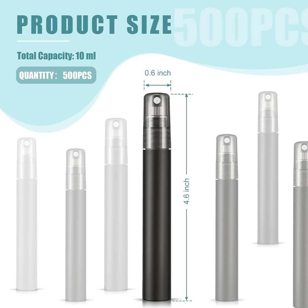 500 Mini Perfume Spray Bottles 10ml Refillable Travel Atomizers