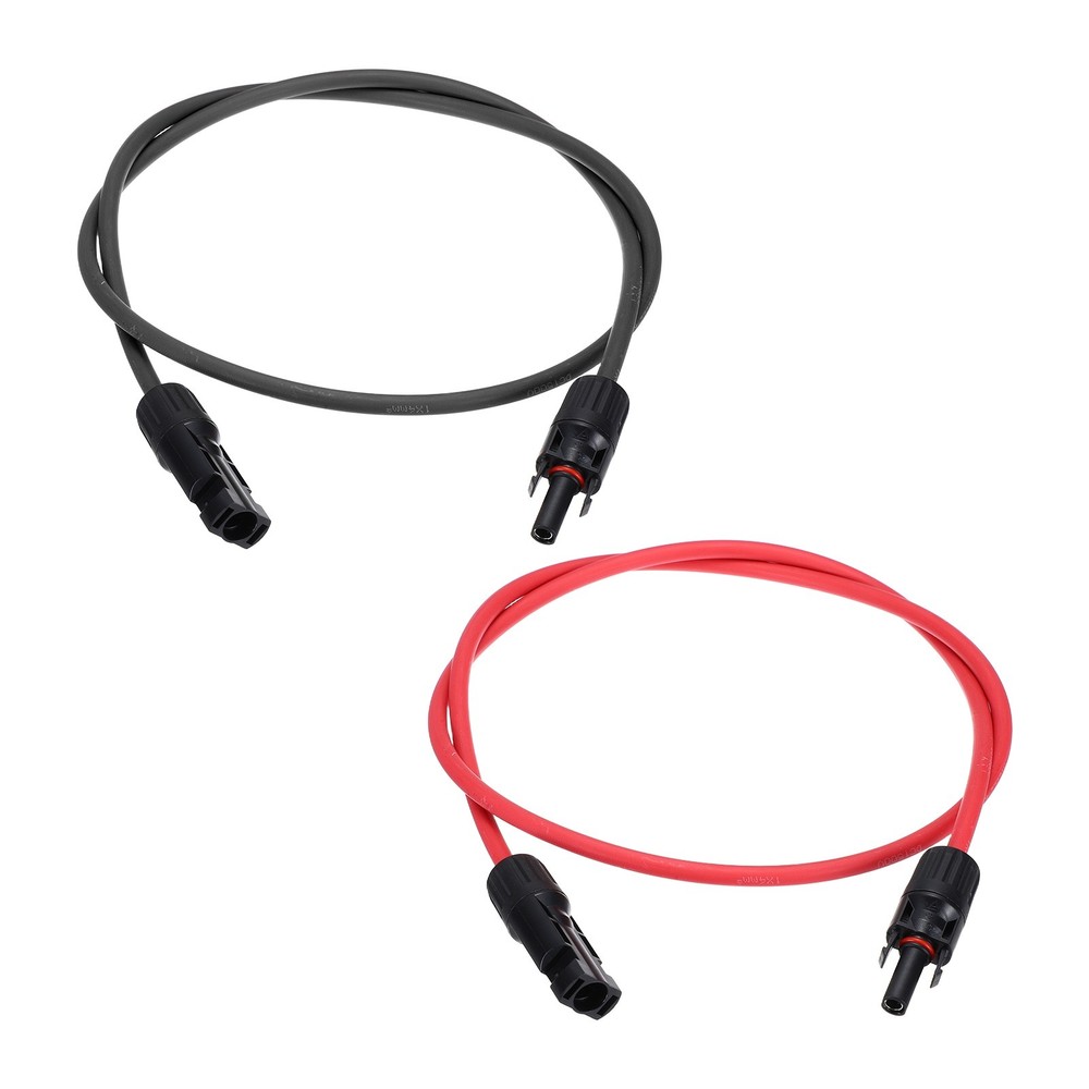 1 Pair Solar Panel Extension Cable, 12AWG 1000V, Black&Red 3.3ft