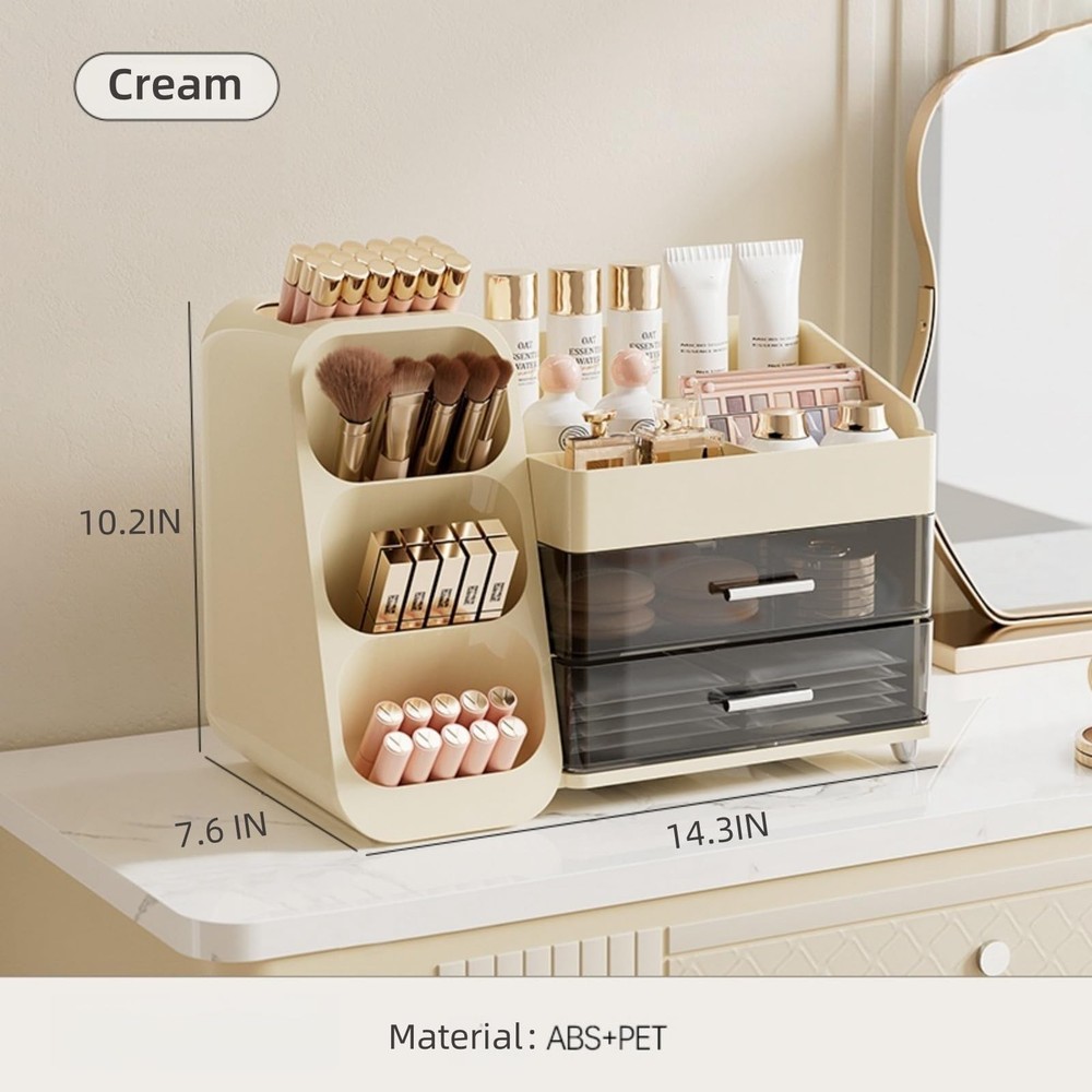 Makeup Organizer with Drawers for Vanity, Spacious Cosmetic Display Case