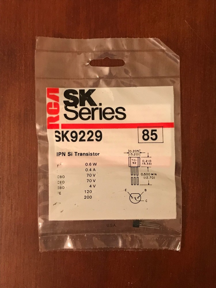 Vintage RCA SK9229 NPN Si Transistor (NOS)
