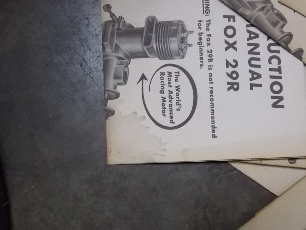 FOX Model Airplane Engine Motor Bath Tub 29R original instruction manual 3 pcs