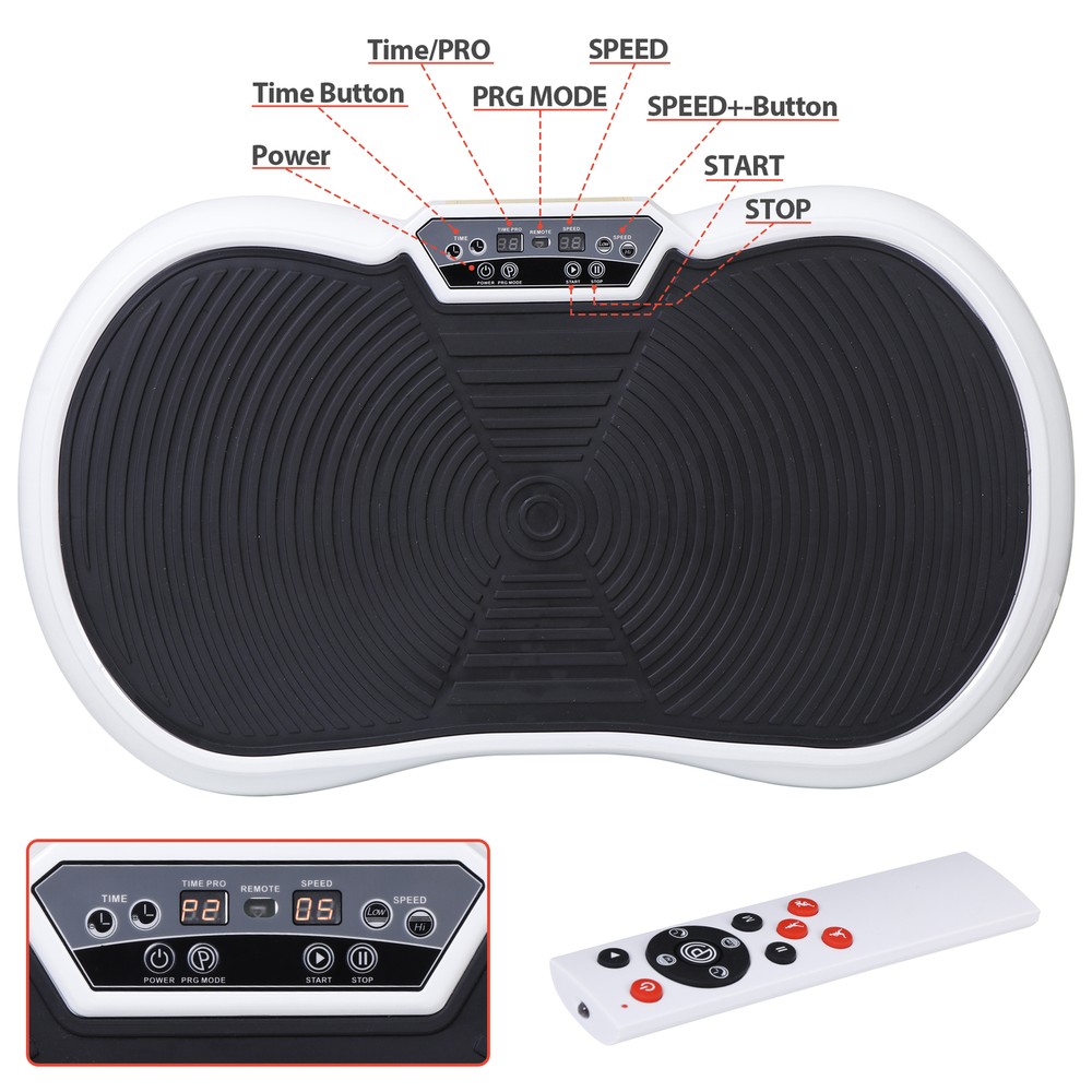 Vibration Plate Exercise Machine Home Gym Workout 3 Programs W/ Bluetooth White