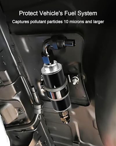 10 Micron Inline Fuel Filter with 50mm Mounting Bracket Kit Fit Different Black