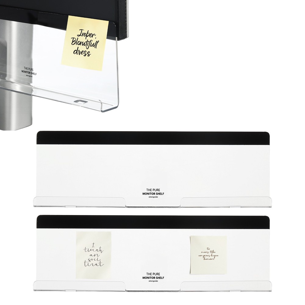 Transparent, Black Bottom PP Self-Adhesive Note Holder 2 Pcs
