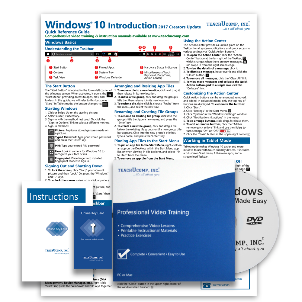 Learn Microsoft WINDOWS 10 DELUXE Training Tutorial Course Quick Reference Guide