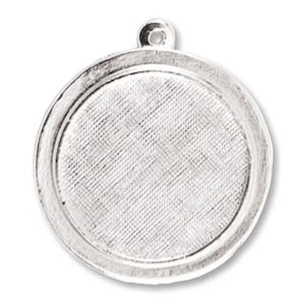 1 Silver Plated Pewter Large 27mm Circle Bezel Pendant *