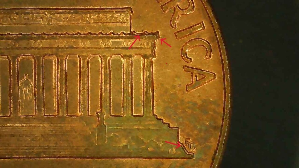 1968 S   Lincoln Memorial Cent,  Machine doubling on reverse