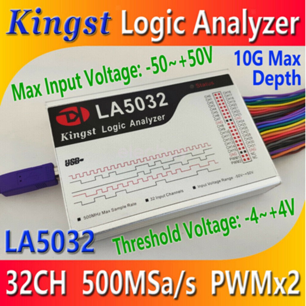 New LA5032 USB Logic Analyzer 500M Max Sample Rate 32 CH ARM FPGA Debug Tool