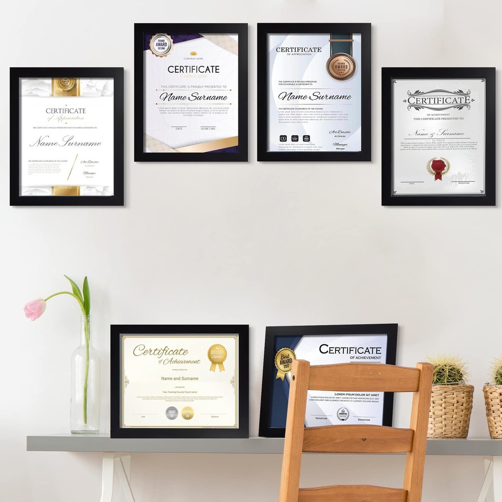 SESEAT 8.5 x 11 Frame Certificate Document Frame Set of 6, Diploma Frame for ...