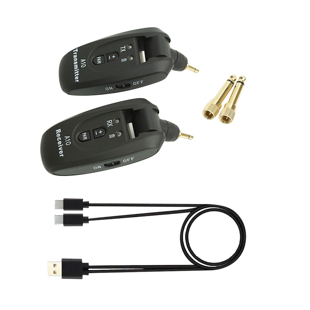 Wireless Guitar Transmitter & Receiver System 100ft Range 5H Play 2.4GHz Band