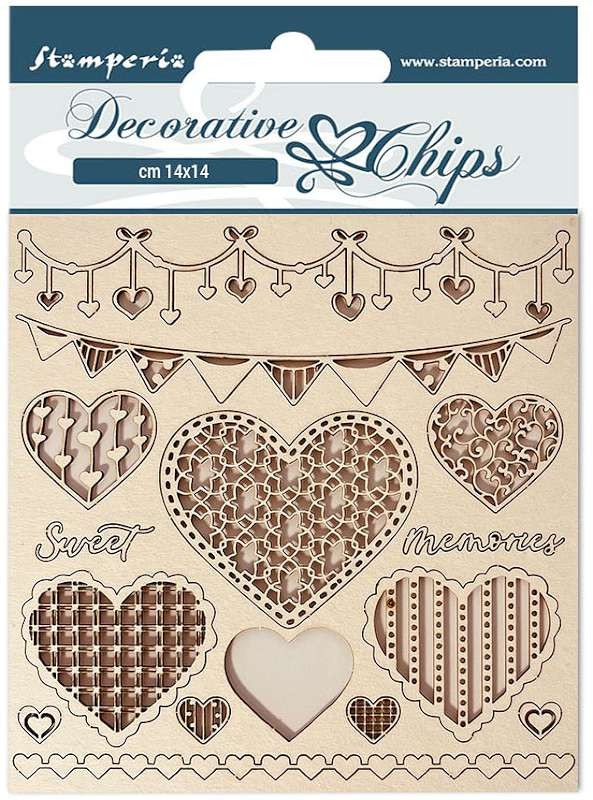 Stamperia Decorative Chips 5.5"X5.5"-Day Dream Hearts